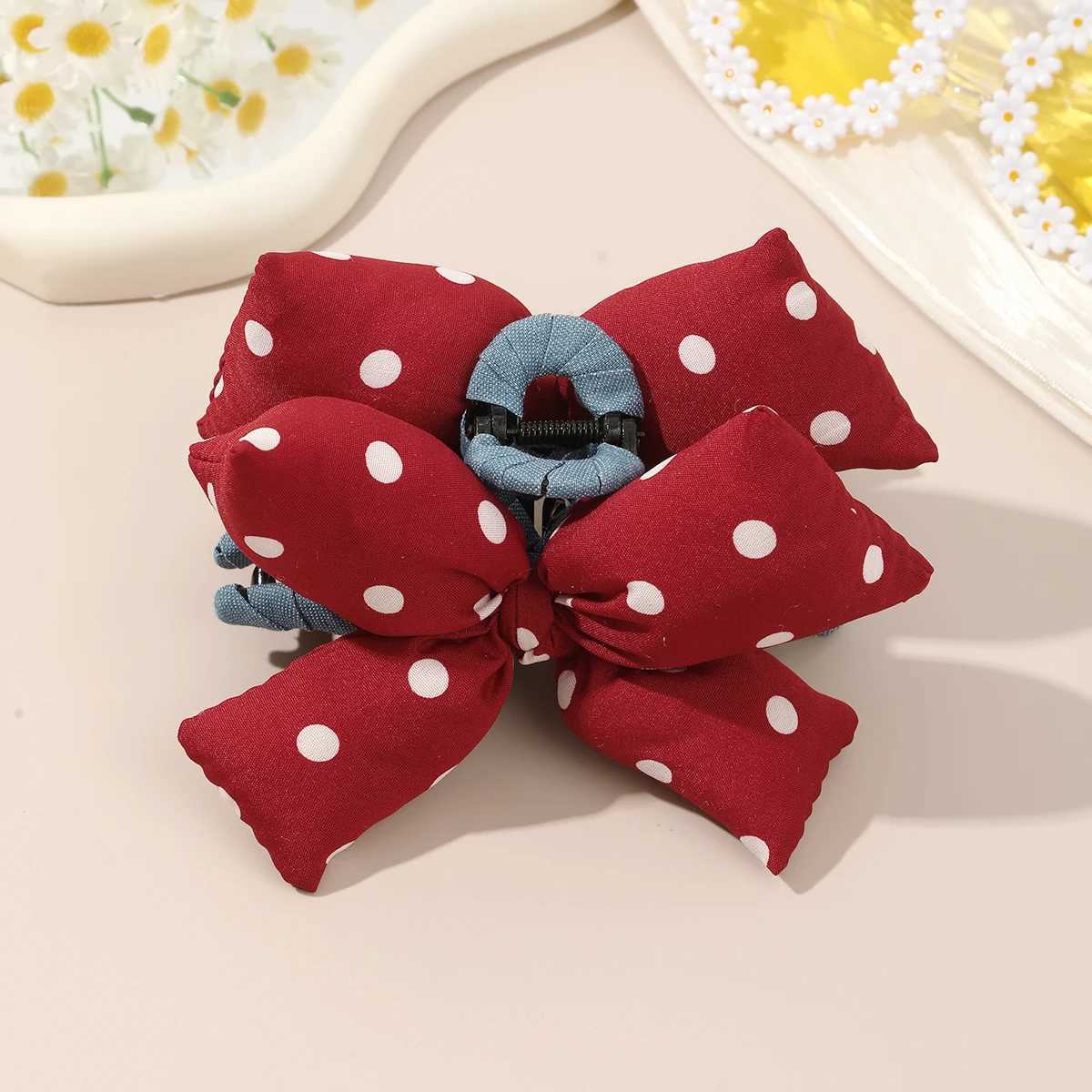1pc Polka Dot Bow Hair Claw for Women Girls Korean Fashion Hair Clips Party Bowknot Barrettes Crab Hairpins Hair Accessories H260402