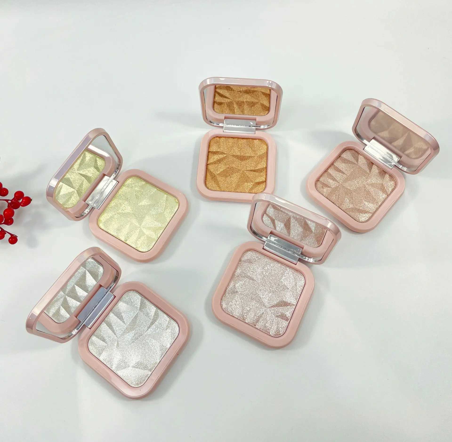 Wholesale Makeup Highlighters Private Label Glitter Highlight Powder Shiny Illuminator Pink Single Highlighter Palette With H260402