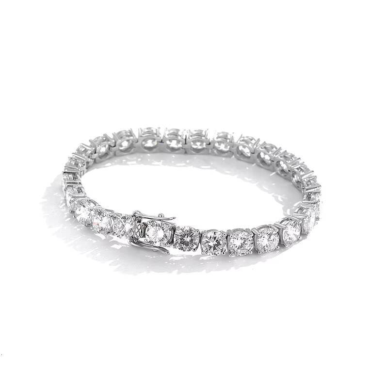 Fine High-end 65mm5A Zircon Bracelet 925 Silver Hip-hop Tennis Chain Fashion Ins Design Full Diamond Bracelet