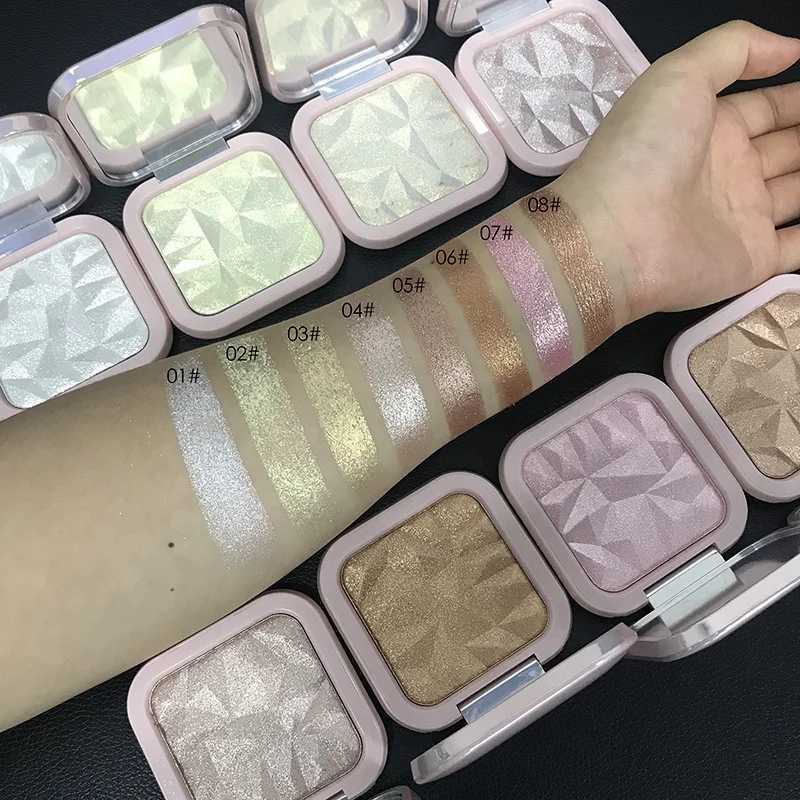 Wholesale Makeup Highlighters Private Label Glitter Highlight Powder Shiny Illuminator Pink Single Highlighter Palette With H260402