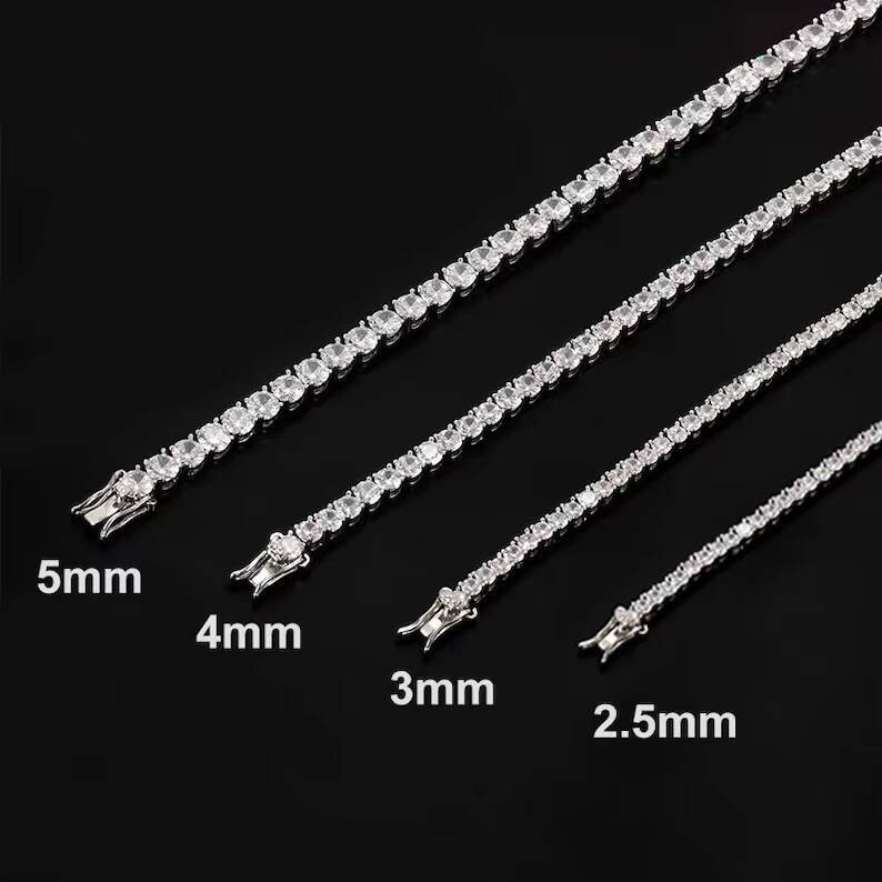 25mm - 5mm Moissanite Tennis Bracelet Passes Diamond Tester 925 Sterling Silver 18K White Gold Rose Gold Plated GRA Certificate