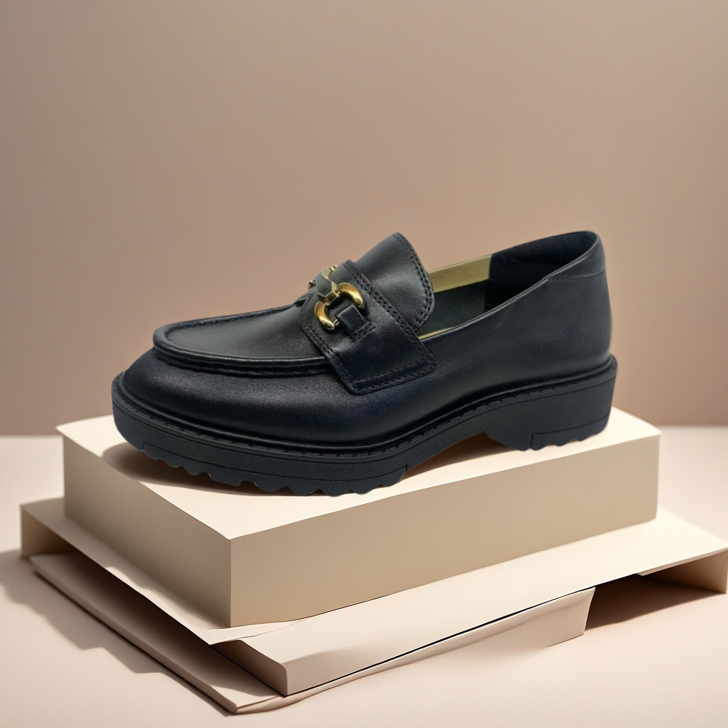 Fashion Gifts Timeless Elegance Premium Black Leather Male Loafers With Distinctive Gold Fastenings Okimoz - view 3