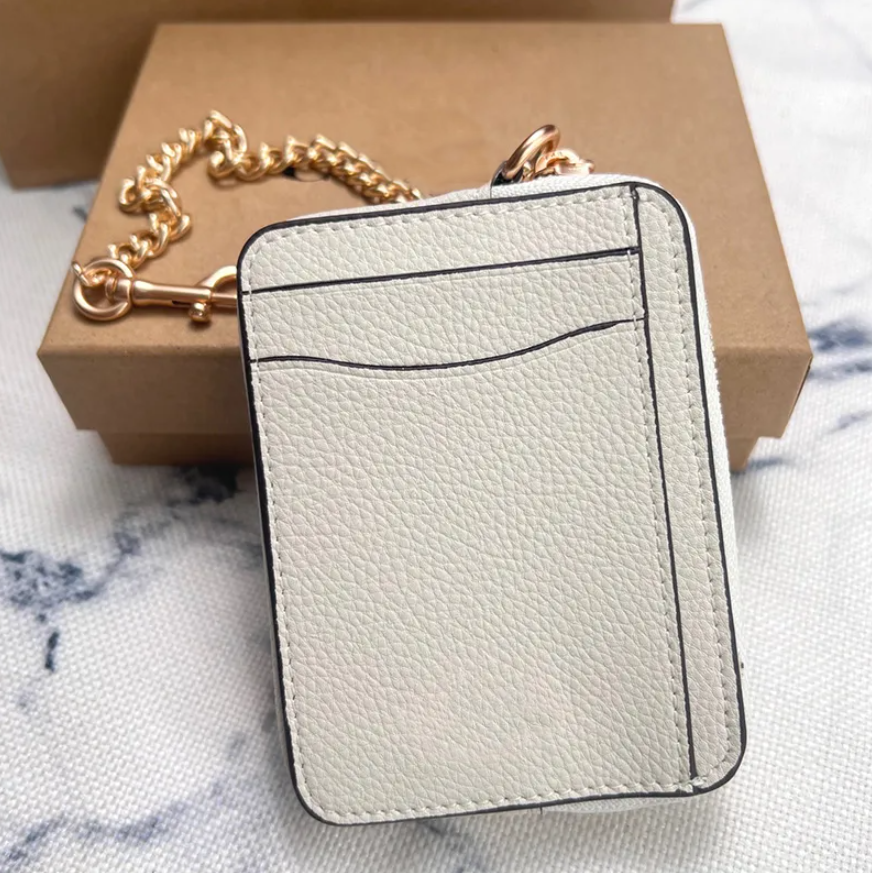 Card bag Chain keychain wallet Designer Luxury Leather Keyring for Women & Unisex Floral Cherry Pattern Bag Charm with Mini Purse Pendant Key Chain Gifts