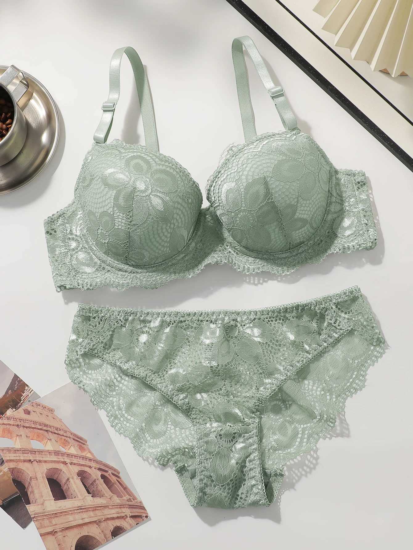 Bestseller Womens Lace Underwire Bra Set with Padded Push Up Cups Comfortable Lingerie Bikini Set S-XL Viomisha Z260402