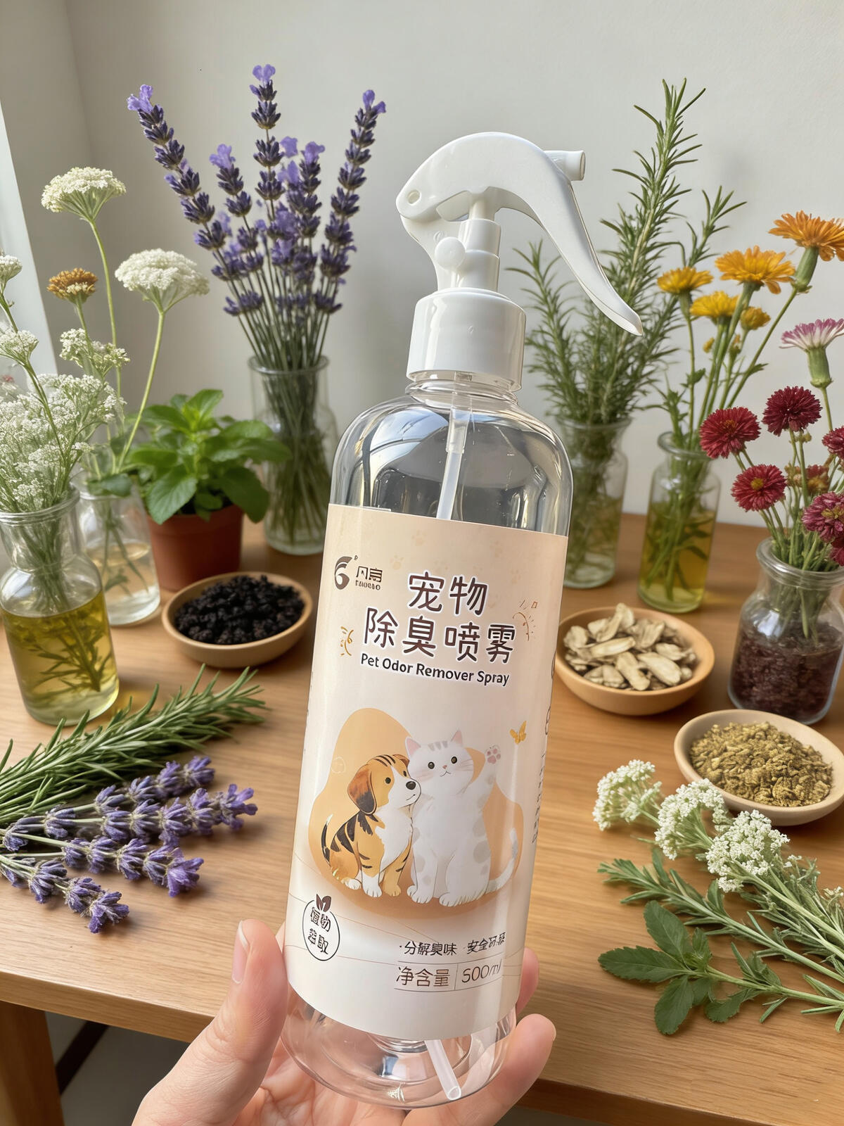 Pet for cats and dogs, 500ml, indoor urine odor eliminator, cat litter deodorizing spray, air deodorizer