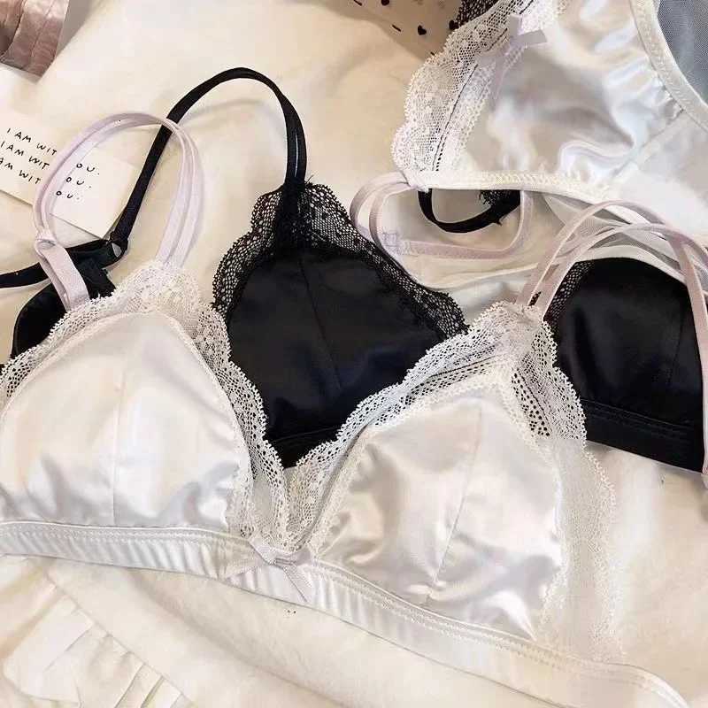 French satin girl ultra-thin lace summer breathable bra set Z260402
