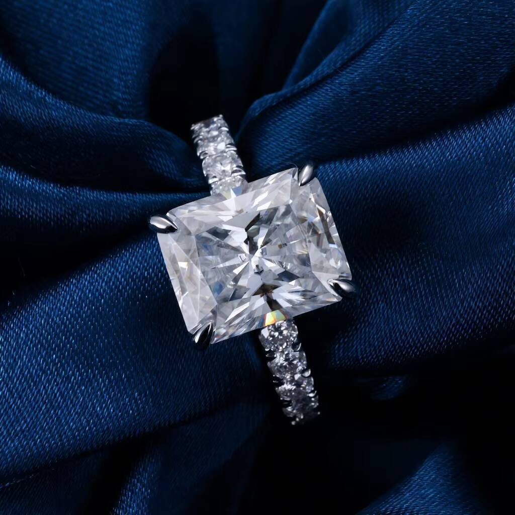 High End Jewelry IGI Certificate Radiant Cut VVS Lab Grown Diamond S925 Silver 10K 14K 18K White Gold Ring Engagement Women Ring