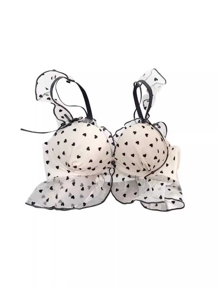 MOYISU Japanese Mesh No-wire lace Underwear set Womens small breasts gather pure desire sweet bra cute bra Panty SET TUSHY Z260402