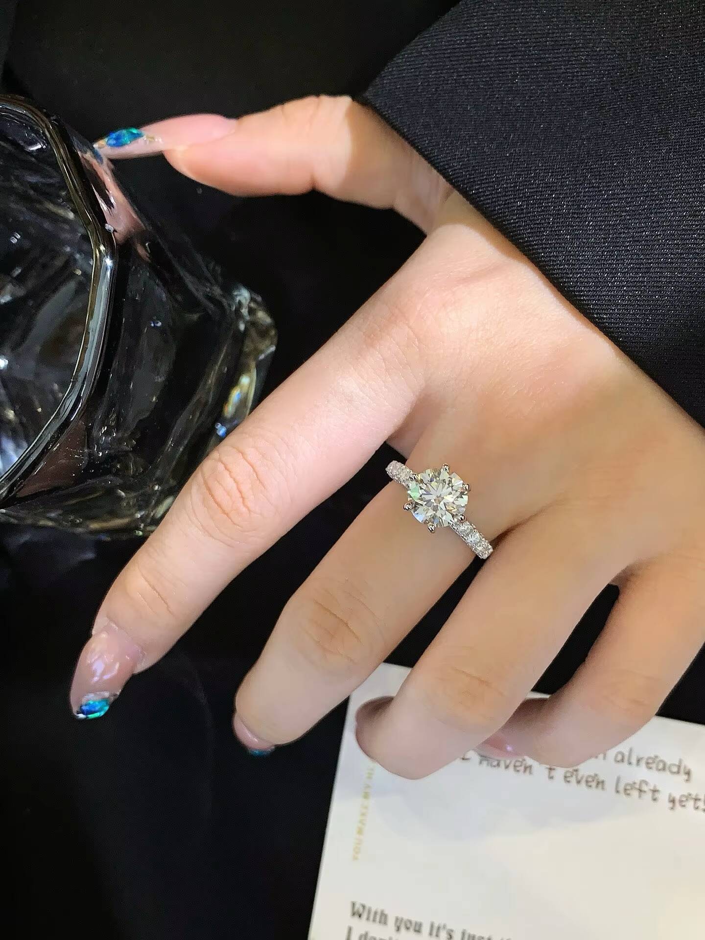 PT950 18K Gold Luxury Womens Wedding Ring 1 Ct Round-Cut Lab-Grown Diamond IGI Certified Fashion Rings