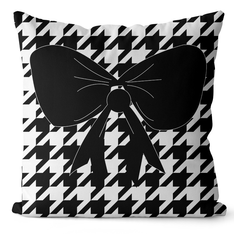 Pillowcase Black White Minimalist Abstract Plant Floral Print Nordic Style Ins Short Plush Sofa Cushion Cover