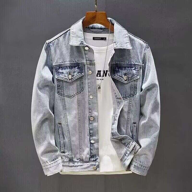 Spring Autumn New Style Retro Embroidered Denim Jacket Men's Trendy Brand Personality Slim Fit Versatile Handsome National Asia Size