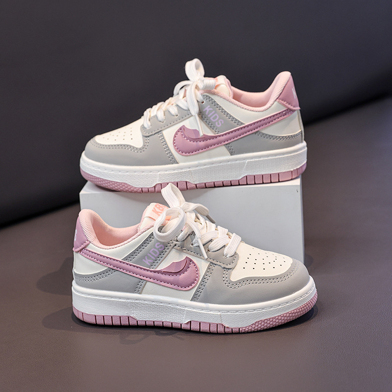 Girls Spring Summer Casual Sneakers Kids Color Block Low Top Skate Shoes Easy Tie Laces for Independent Wear Suitable for School Daily Free Shipping s