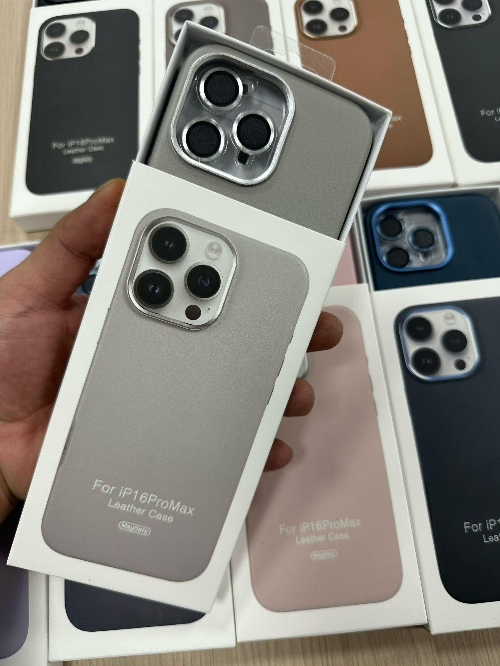 Official PU Leather Magnetic Phone Case Metal Frame Protector with Camera Lens Glass for iPhone 17 Pro 16 Plus 15 14 13