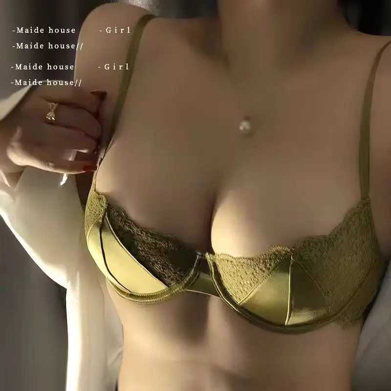 Hot Bra for Women Half Cup Ultra-thin Lace Large Breasts Show Small Chest Anti-sagging Bra Set Lencerias Underwear Z260402