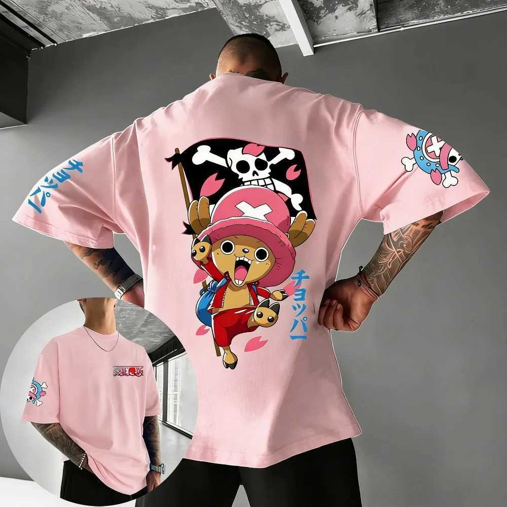 Unisex Cotton T-shirt ONE PIECE Tony Chopper 2026 Summer Harajuku Anime Printed Large Loose Parent Child Short Sleeve C260402