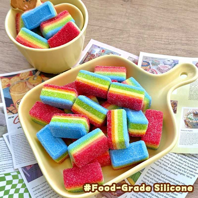 Rainbow Sour Strip Squishy Toy Food-Grade Silicone Soft Slow Rebound Birthday Party New year Gift H260402