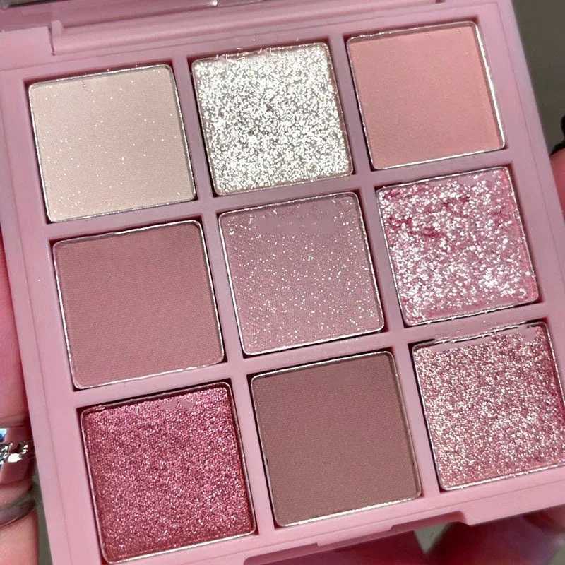 New Nine-color Eyeshadow Palette Rose Pink Color Pearly Matte Glitter Eyeshadow Pallete Shiny Eye Shadow Eye Pigments H260402