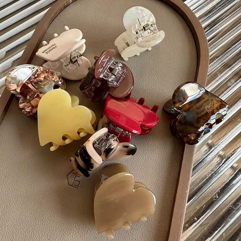 Colorful Small Heart-Shaped Hair Clip 35Cm Small Hairclaw Acetate Hair Crabs Girls Delicate Hairclips Women Hair Accessories H260402