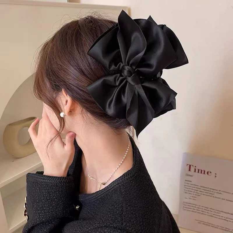 Solid black and white big bow hair clip for women elegant ponytail clip fashion girl Hair Clamp hair accessories H260402