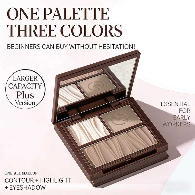 Natural Matte 3-in-1 Contour Palette - Highlighter Bronzer Blush Face Sculpting Powder Kit - Valentines Day Makeup Gift Set H260402