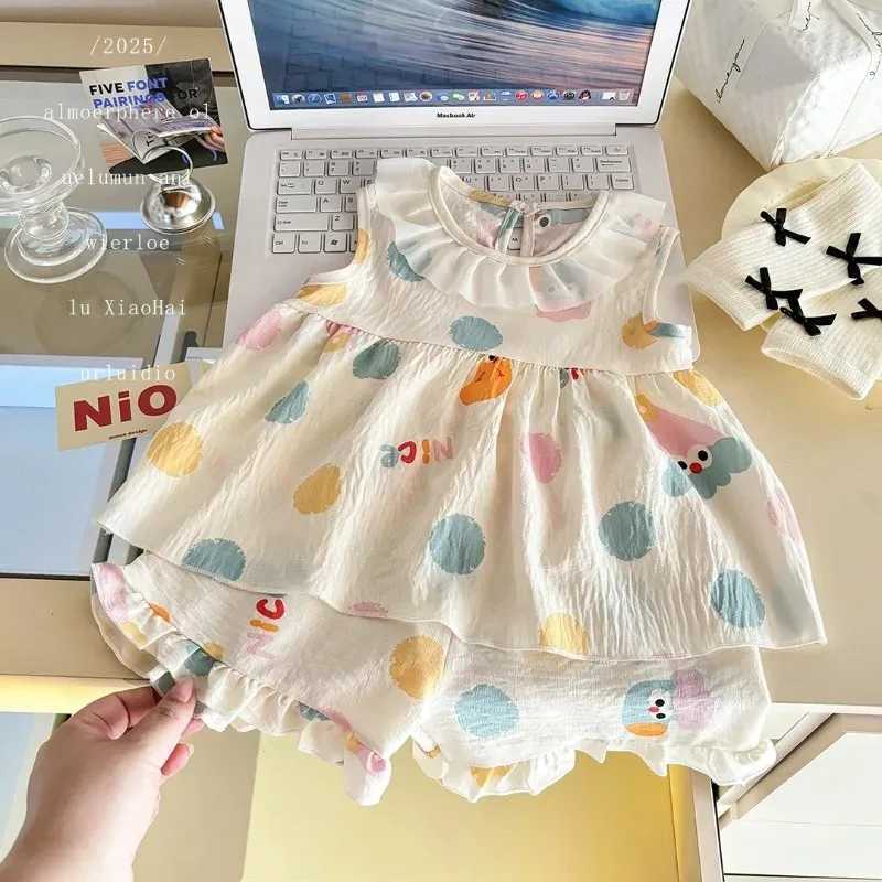 Two-Piece Set Sleeveless Princess Dress with Floral Print Summer Thin Outfit for Baby Girls Baby Girl Cute Floral Skirt H260402