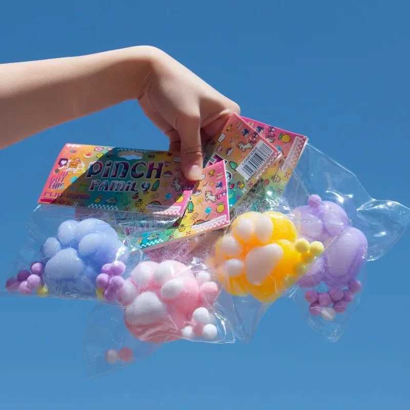 Cute Cat Paw Fur Stress Relief Squishy Toys for Kids Soft Abreact Relief Relax Sticky Decompressing Pinching Pig Children Gifts H260402