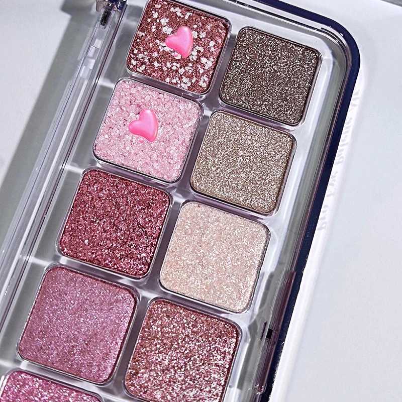 All Glitter Peach Sequin Eyeshadow Palette 12Colors Pink Pearly Highlights Shiny Polarized Flash Charming Eyes Makeup Pallete H260402
