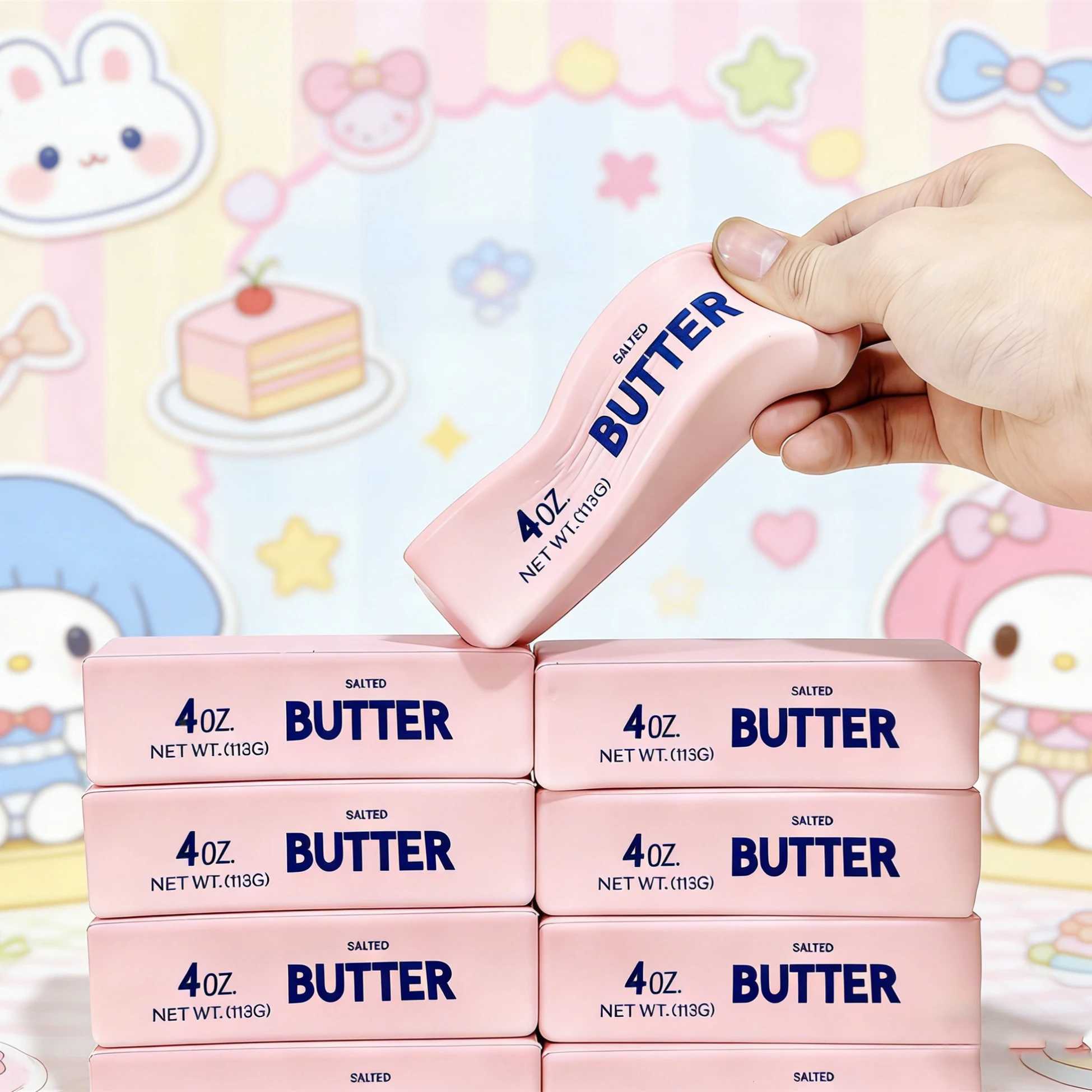 2026 New Hot Soft Slow Rebound Pink Butter Stick Squeezing Toy Realistic Butter Sticks Decompression Fidget Toys Gift H260402