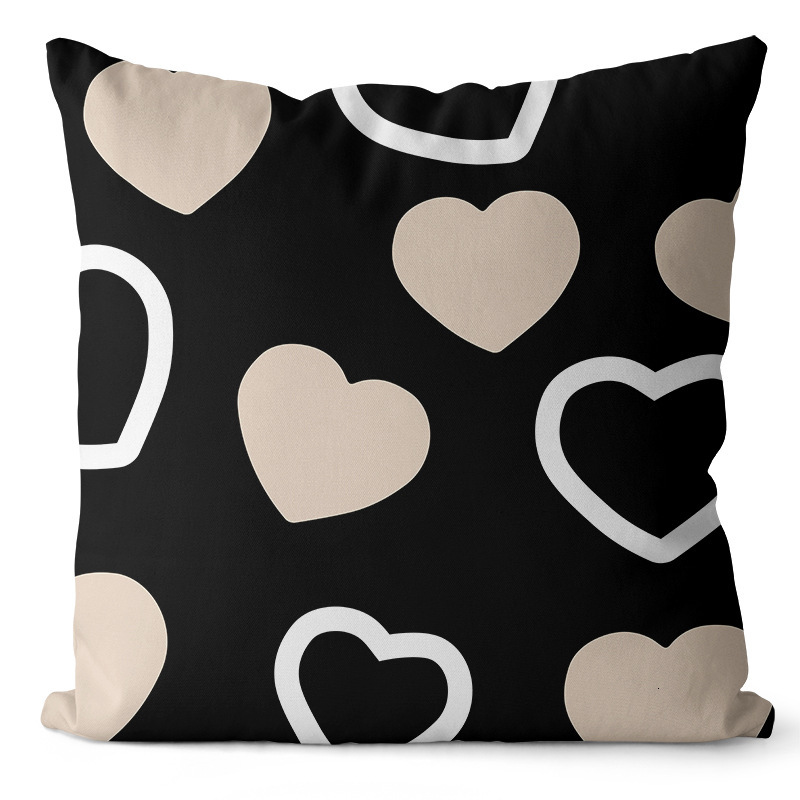 Pillowcase Black White Minimalist Abstract Plant Floral Print Nordic Style Ins Short Plush Sofa Cushion Cover