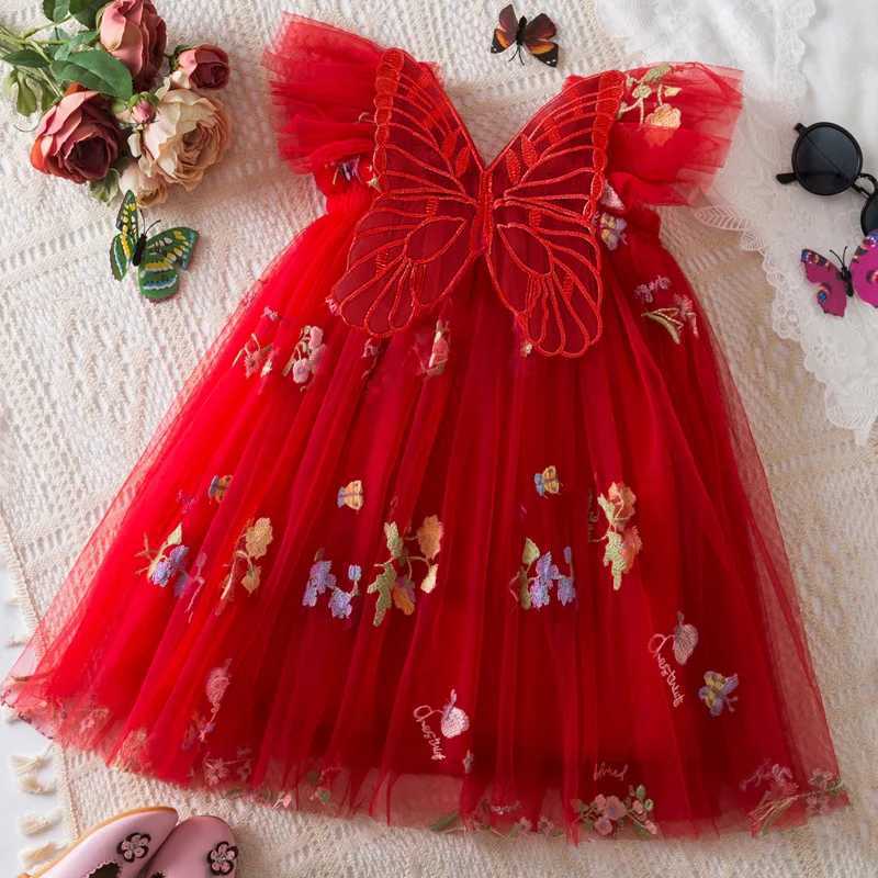 Girls Dress Summer Floral Mesh Baby Girls Dress Adorable Wedding Flower Girl Dress Baby Girl Clothe H260402