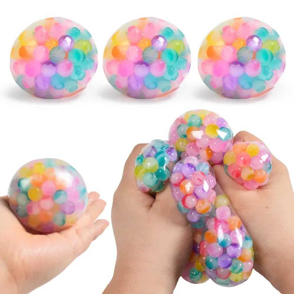 The Rainbow Bead Pressure Reducing Ball Squishy Fidget Toys Funny Stress Reliever Reduce Pressure Prop for Childrens and Adults H260402