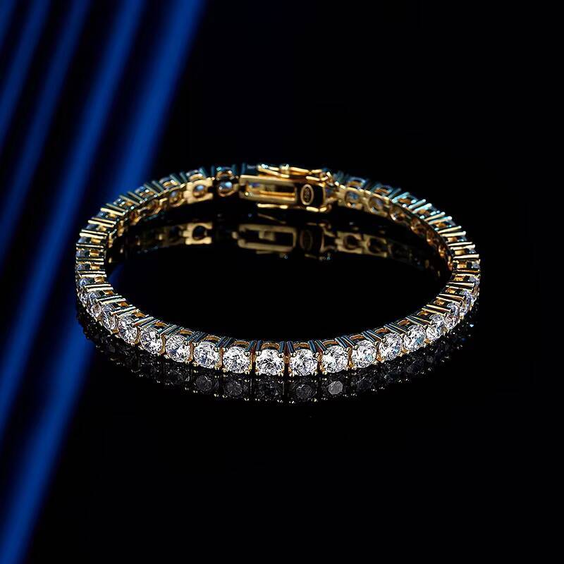 4mm High Carbon Diamond Bracelet Hip Hop High-end Full Diamond S925 Sterling Silver Tennis Bracelet