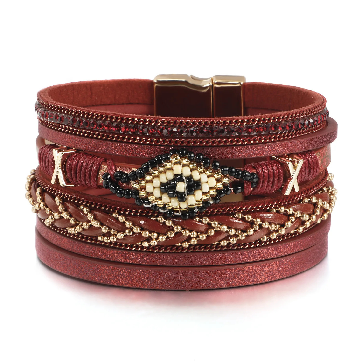 Bohemian wind cross-border jewelry Europe Fashion eyes rice beads hand-woven leather bracelet female simple jewelry 260318BJ - view 7