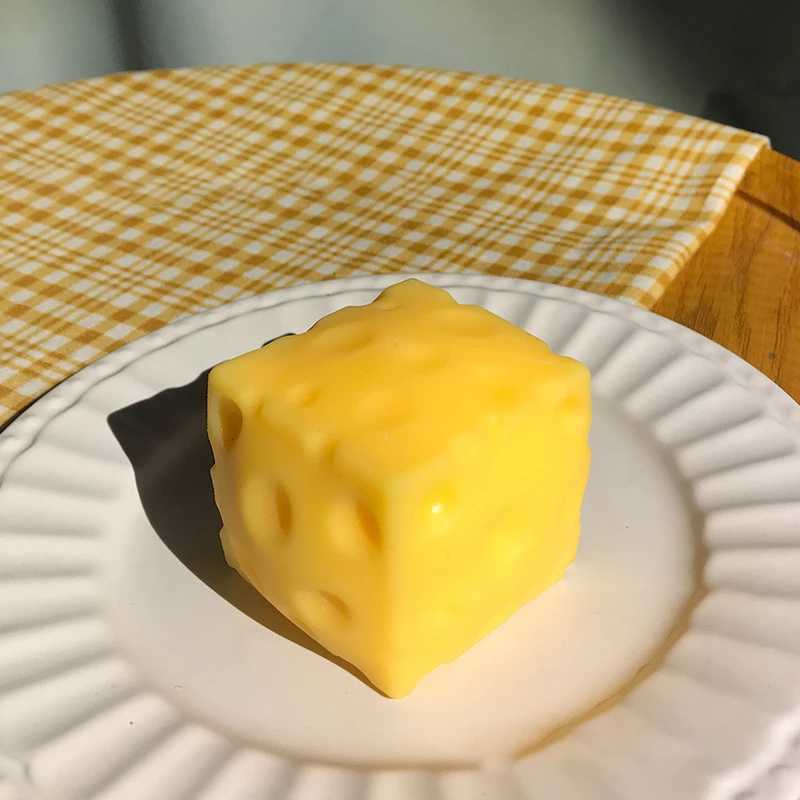 2027Jumbo Cheese Cube Stress Ball Shapeable Squeeze Decor Non-Bounce ASMR Sensory Anti-Stress Relief Gadget Gifts 6/7/10/12CM H260402
