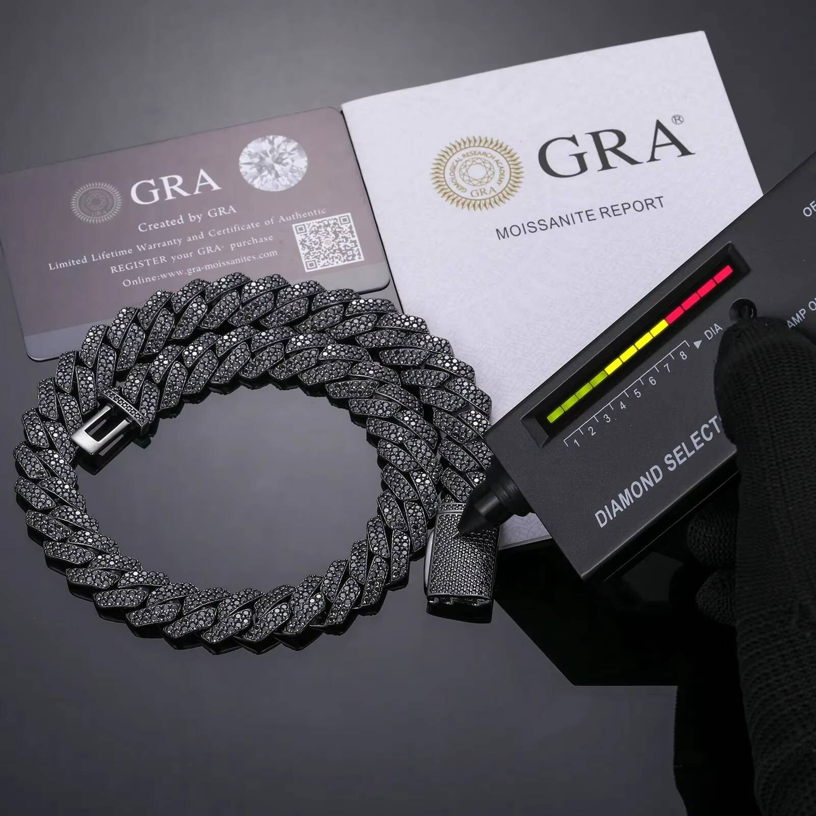Black Cuban Link Chain Heavy Miami 14MM Rhomboid Gold Real Moissanite Solid 925 Silver Iced Out Shine Necklace Cuban Chain