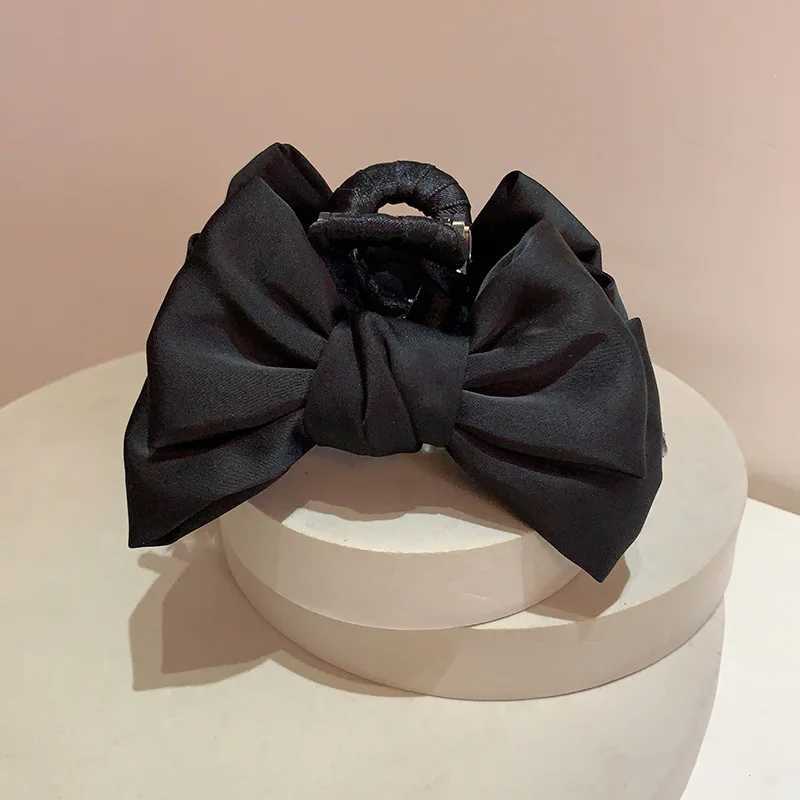 Leopard Print Bow hair claw Women large claw clip Satin Solid Color HairClip Denim HairAccessories H260402