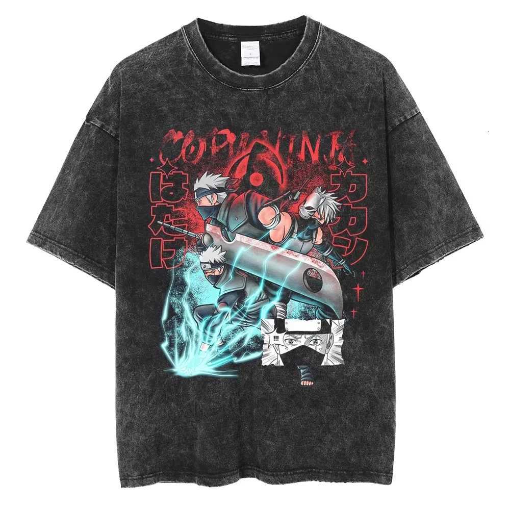 Hip Hop Streetwear Japanese Anime Naruto Print T Shirt Vintage Black T-Shirt Harajuku Cotton Casual Tops Men Short Sleeve Tshirt C260402 - view 3