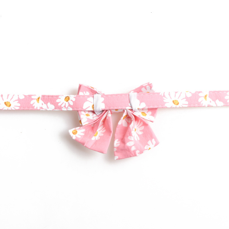 Pet Collar New Skirt Hem Bowknot Small Daisy Pattern Plastic Buckle Adjustable Collar For Dogs