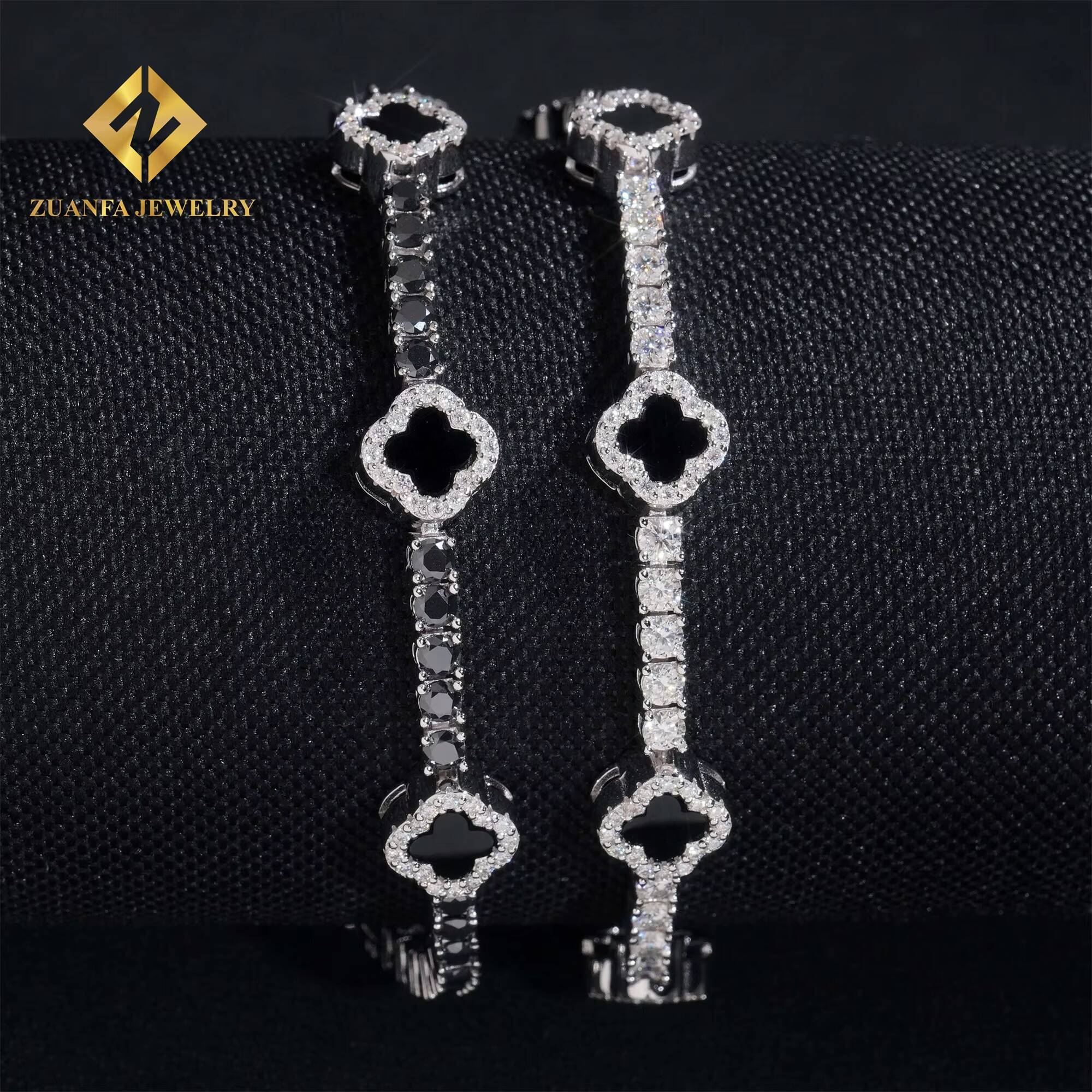 48H Shipping Fine Jewelry Hot Sale Agate Clover Bracelets Sterling Silver 925 Gold Plated Moissanite Tennis Chains Bracelet