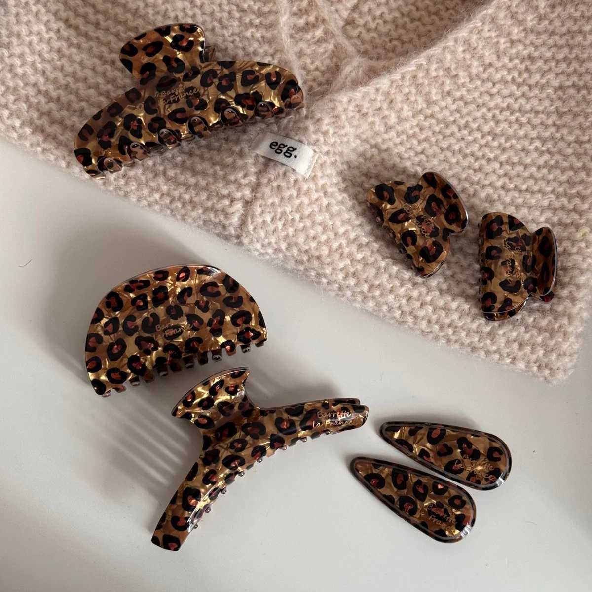 NEW Autumn Winter Coffee Color Acrylic Hair Claw Retro Leopard Print Claw Clip Crab Hair Clip Hair Accessories for Women Girls H260402