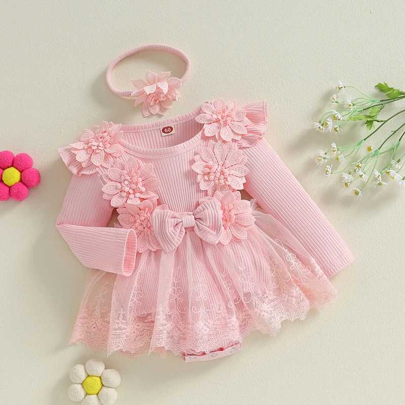 Little Princess Birthday Party Dress Embroidery Flower Lace Tutu Romper Dress Infant Baby Girl Clothes Outfits H260402