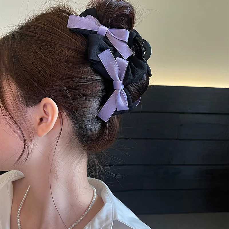 Girls New Claw Clips Korean Version Sweet Style French Style Bow Hair Clips Womens Claw Clips Large Shark Clip Kawaii Headwear H260402