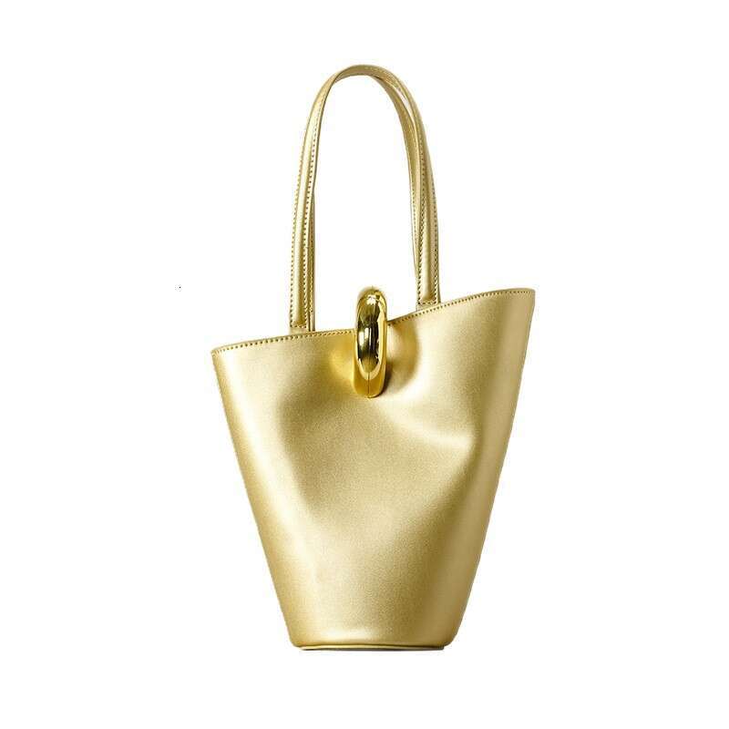 Unique Design Asymmetrical Bucket New Model Basket Bag With Light Luxury Gold Buckle Shoulder Crossbody And Handbag