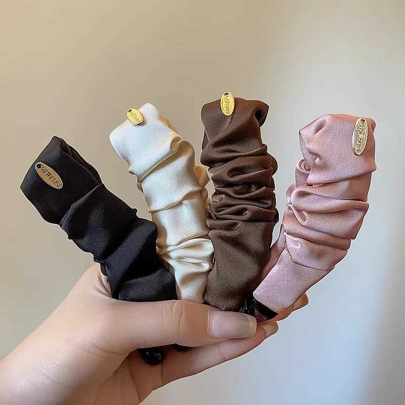 Korean Elegant Solid Fold Satin Banana Hair Clip For Women Girls Sweet Hair Ornament Hairpin Barrette Fashion Hair Accessories H260402