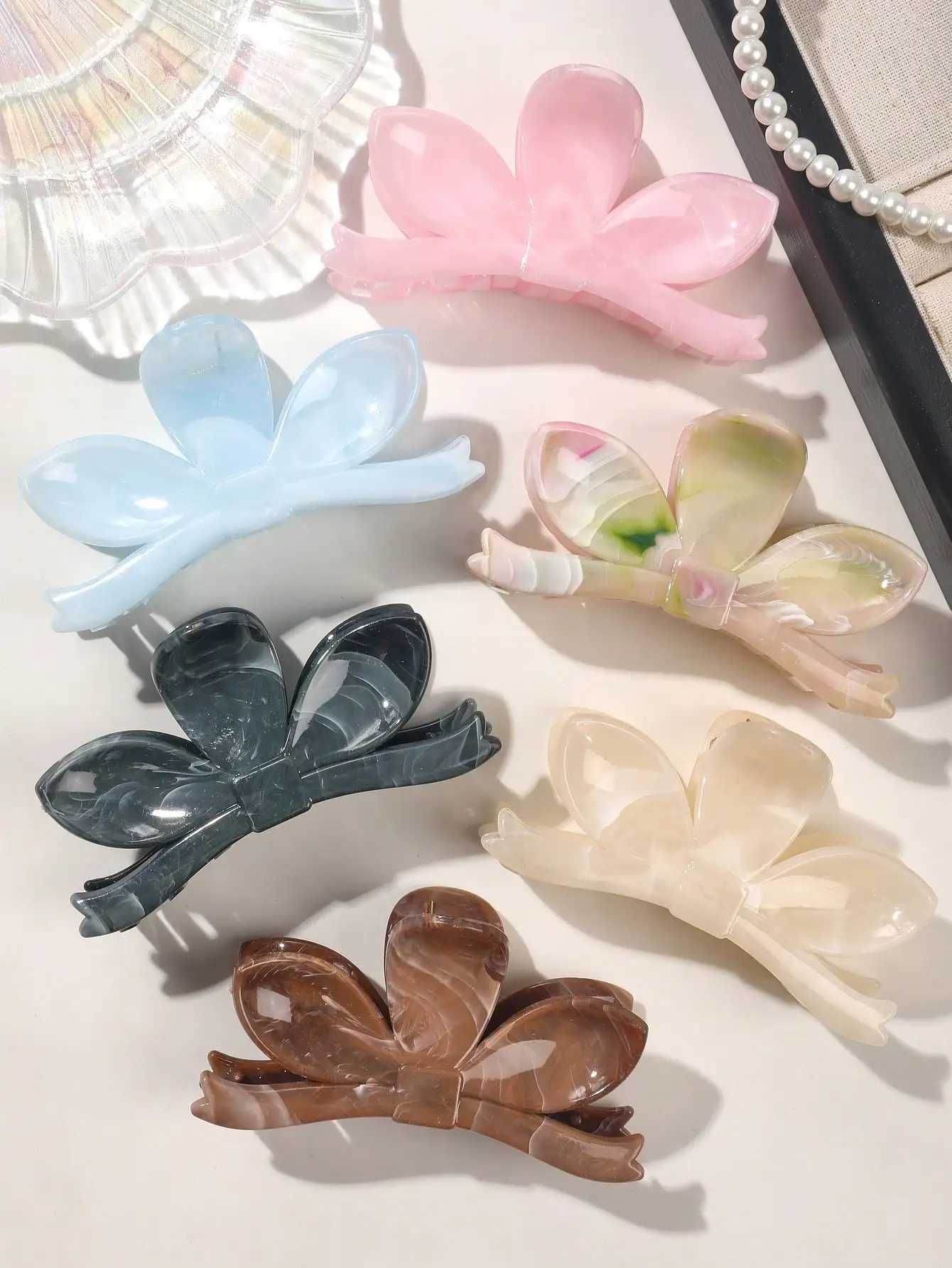 6 Pcs Macaron Hair Claw Clips Flower Banana Clips for Thin HairStrong hold for Thick Hair6 Colors Fashion Hair Accessory H260402