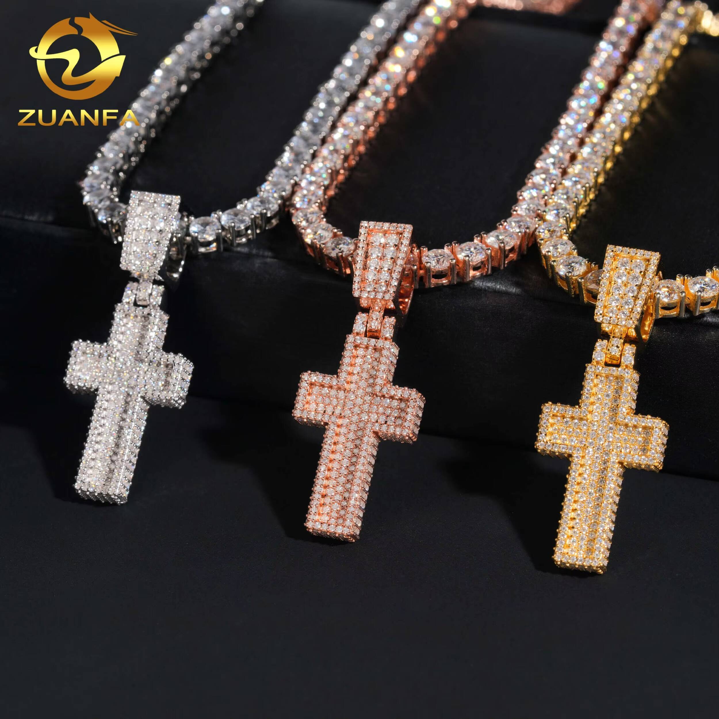 Solid Back Moissanite Chain Pendant Custom Hip Hop Pendant Moissanite Religious Jewelry Custom Moissanite Pendant Men