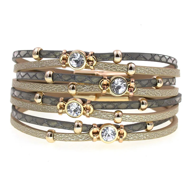 WELLMORE 4 colors Bohemia leather bracelets for women Metal beads charm bracelets magnet bracelet fashion jewelry wholesale 260318BJ - view 5