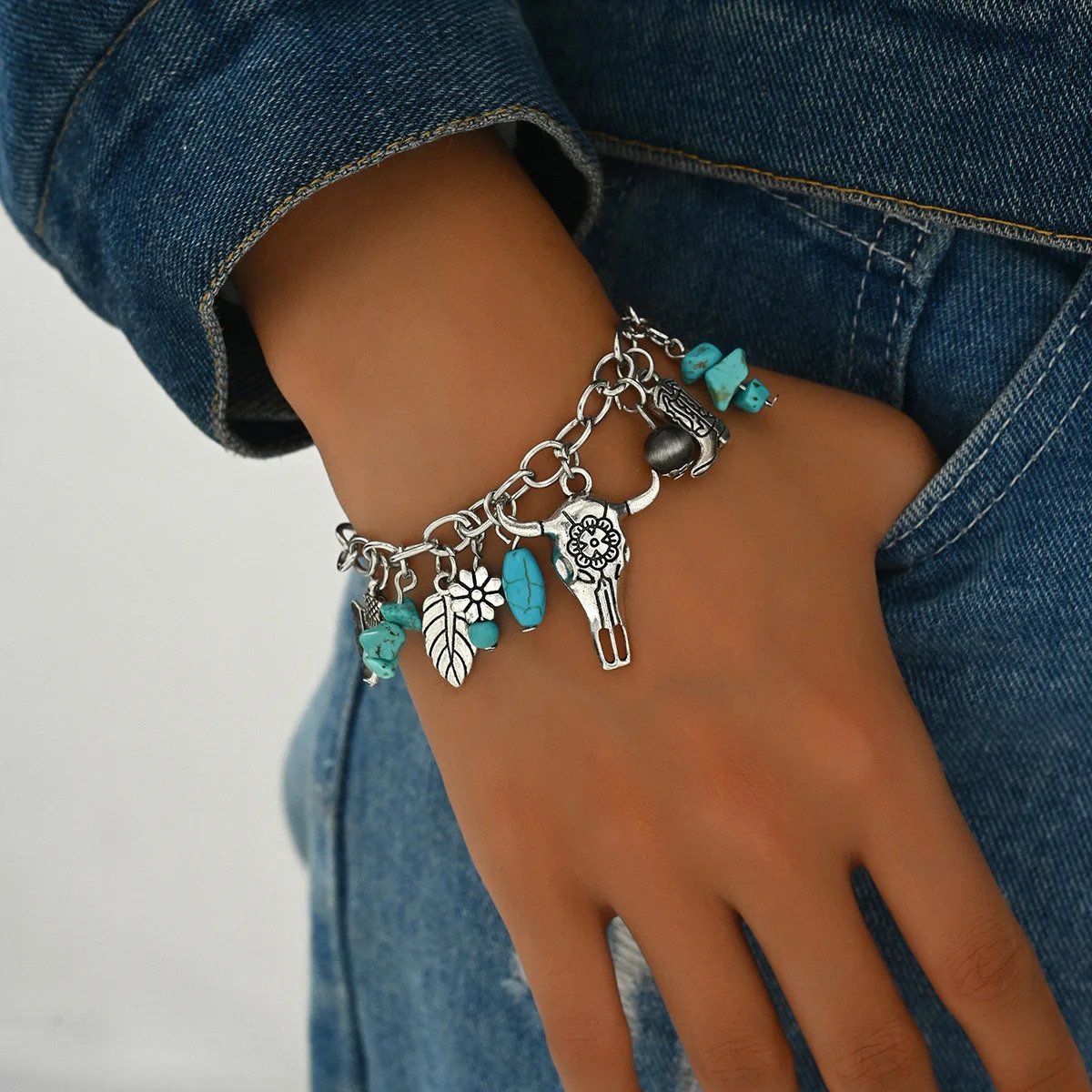 Western Country Hat Animal Head Leaf Feather Women Charm Bracelets Women Leather Bracelets Men Bangle Wholesale Jewelry Gift 260318BJ - view 7