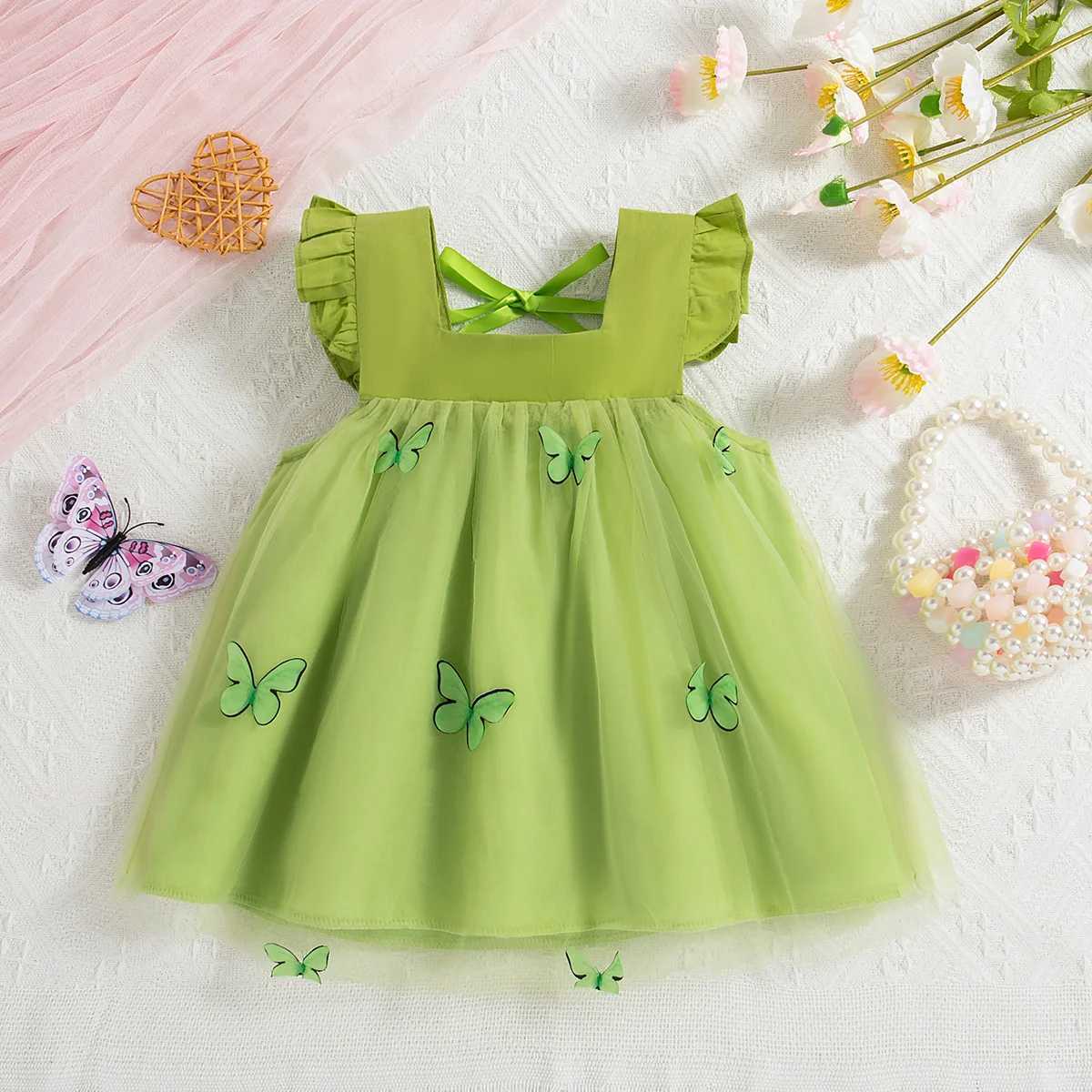 0-3 Year Old Baby Girl Princess Dress Summer New Sweet Butterfly Chiffon ChildrenS Sleeveless Clothes For Wedding Parties H260402