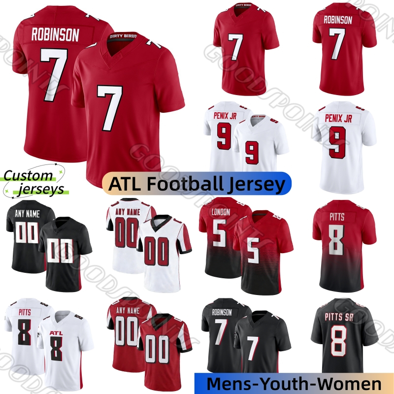 Atlantas Falconss Bijan Robinson Drake London Tua Tagovailoa Jahan Dotson Falconsjersey Pitts Sr Penix Jr Flaconi Vick Xavier Watts Falcon Maglia Da-image